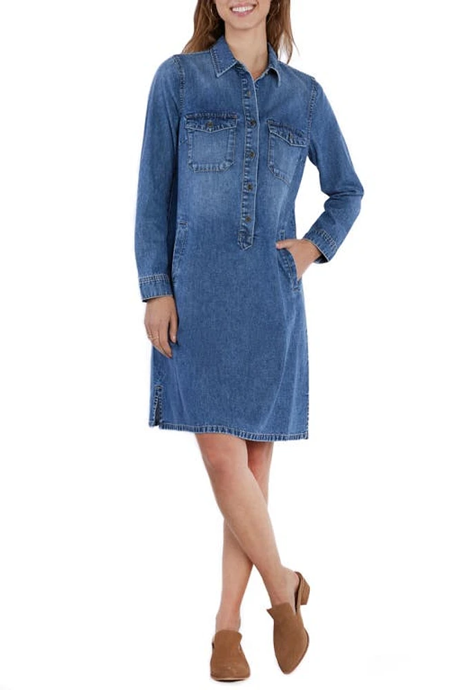 Wash Lab Denim Long Sleeve Shift Dress Loved Blue at Nordstrom,