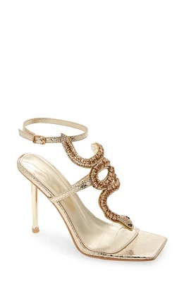 AZALEA WANG Cobra Ankle Strap Sandal in Gold at Nordstrom, Size 6.5