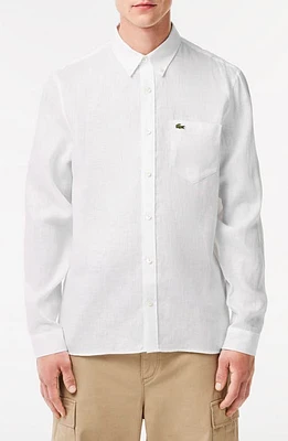 Lacoste Regular Fit Linen Button-Down Shirt at Nordstrom,