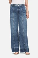 FRAME Braided High Waist Raw Hem Wide Leg Jeans Dewdrop at Nordstrom,