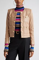 L'AGENCE Jayde Collarless Leather Jacket at Nordstrom,