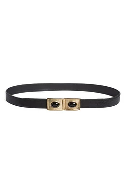 Raina Large Stone Buckle Leather Belt in Black at Nordstrom