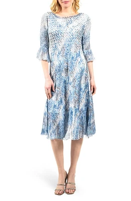 Komarov Bell Sleeve Charmeuse & Chiffon Cocktail Midi Dress Static at Nordstrom,