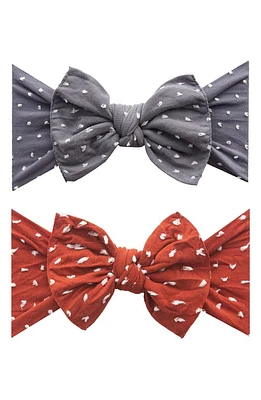 Baby Bling Assorted 2-Pack Fab-Bow-Lous Headbands in Storm Dot Sienna Dot at Nordstrom