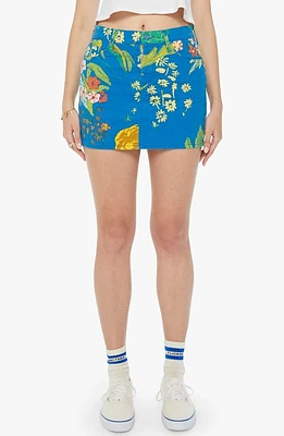 MOTHER The Vagabond Floral Print Denim Miniskirt Late Bloomer at Nordstrom,