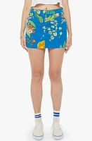 MOTHER The Vagabond Floral Print Denim Miniskirt Late Bloomer at Nordstrom,