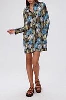 Diane von Furstenberg Tamina Fireworks Print Long Sleeve Shirtdress Black at Nordstrom,