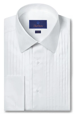 David Donahue Formal Trim Fit Tuxedo Shirt White at Nordstrom,