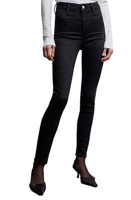 MANGO High Waist Stretch Cotton Blend Leggings in Black Denim at Nordstrom, Size 2