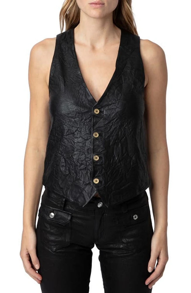 Zadig & Voltaire Emilie Froissé Leather Vest at Nordstrom, Us