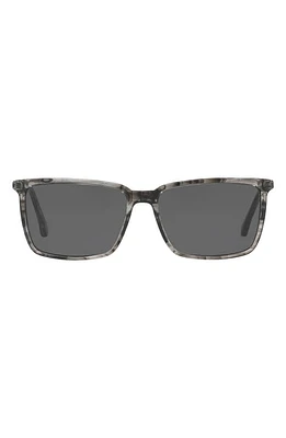 Brooks Brothers 58mm Rectangular Sunglasses in Black Horn/Grey at Nordstrom