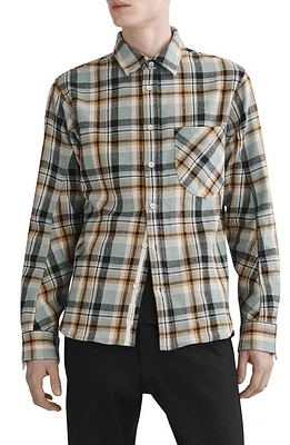 rag & bone Plaid Cotton Flannel Button-Up Shirt Green at Nordstrom,