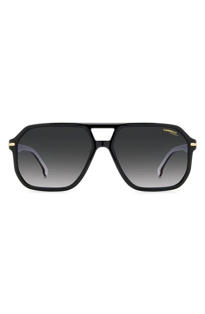 Carrera Eyewear 59mm Rectangular Sunglasses in Black/Grey Shaded at Nordstrom