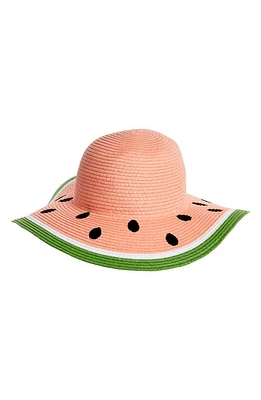 The Accessory Collective Kids' Watermelon Floppy Straw Hat in Pink at Nordstrom