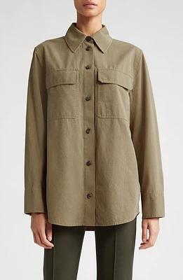 Vince Washed Cotton Shirt Jacket Artichoke at Nordstrom,