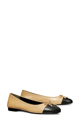 Tory Burch Cap Toe Ballet Flat Ginger Shortbread /Black at Nordstrom,