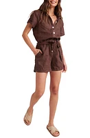 Bella Dahl Short Sleeve Linen Romper in Cocoa Cobana at Nordstrom, Size X-Small