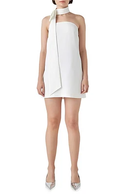 Grey Lab Strapless Shift Dress & Tie Choker Set White at Nordstrom,