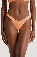 Kulani Kinis Retro Thong Bikini Bottoms Mango Rib at Nordstrom,