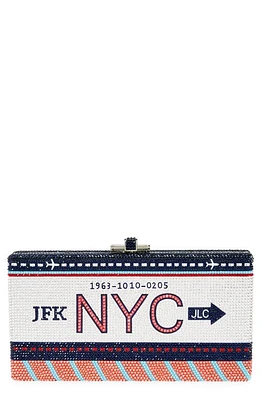 JUDITH LEIBER COUTURE NYC Luggage Tag Crystal Box Clutch in Silver Rhine Multi at Nordstrom