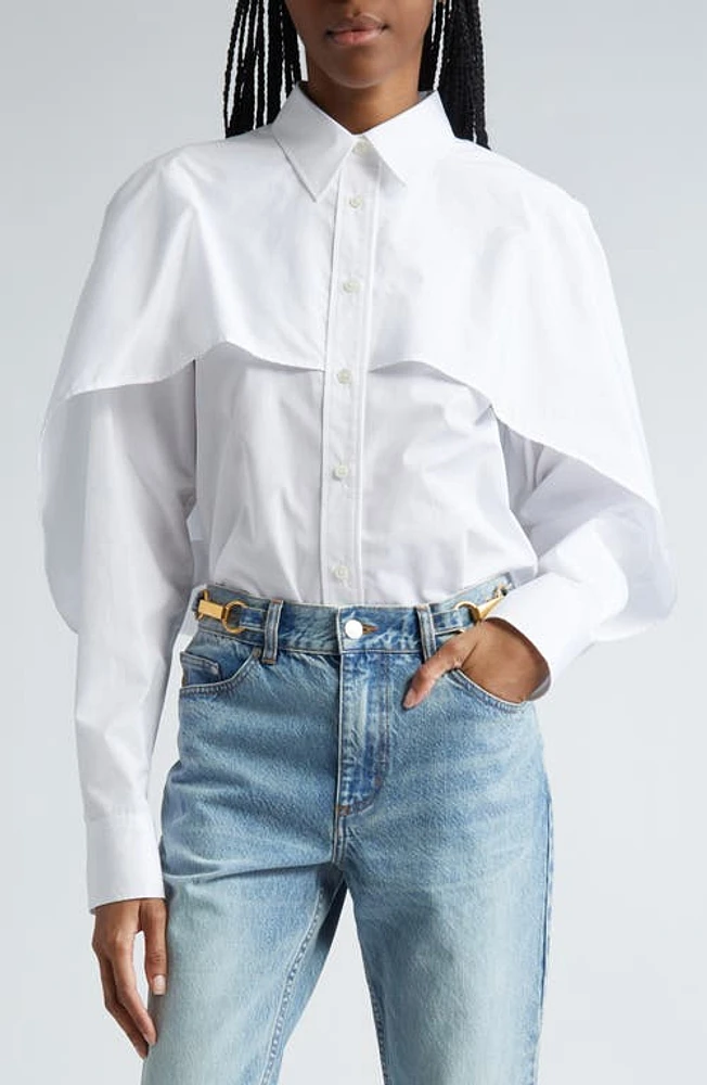 Stella McCartney Long Sleeve Cotton Cape Shirt Pure White at Nordstrom, Us