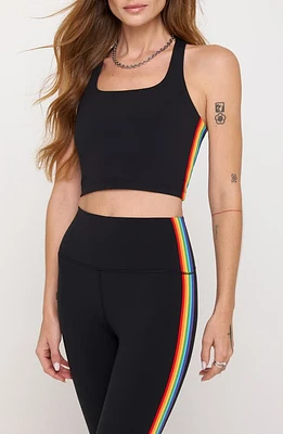 Spiritual Gangster Rainbow Shakti Square Neck Crop Tank Top Black at Nordstrom,