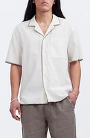 Madewell Textured Gauze Easy Short Sleeve Button-Up Shirt Parchment at Nordstrom,