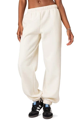 EDIKTED Clark Oversize Cotton Blend Sweatpants Cream at Nordstrom,