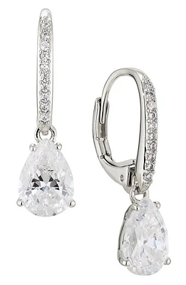 Nadri Modern Love Cubic Zirconia Pear Drop Earrings in Rhodium at Nordstrom