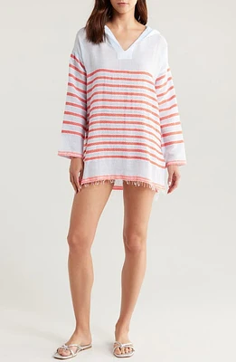 lemlem Henok Embroidered Stripe Long Sleeve Cotton Blend Cover-Up Dress Tiki Skypop at Nordstrom,