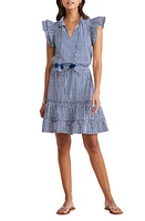 Vineyard vines Harbor Grid Print Flutter Sleeve Dress Navy/White at Nordstrom,