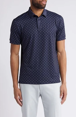 Mizzen+Main Versa Geo Print Performance Polo Navy Diamond Dot at Nordstrom,