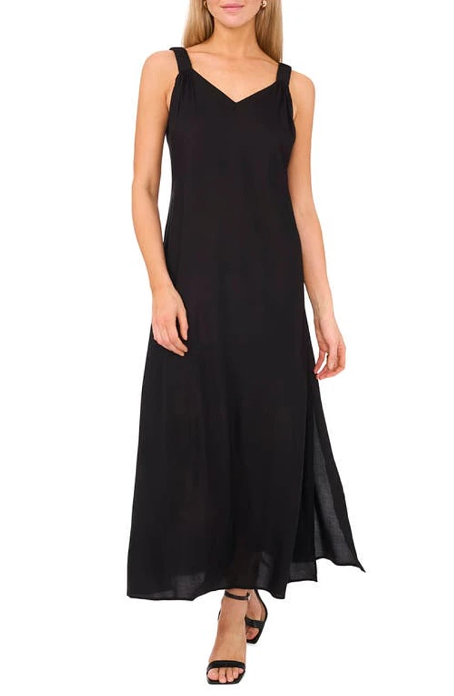 halogen(r) Scrunched Strap Sleeveless Maxi Dress Rich Black at Nordstrom,