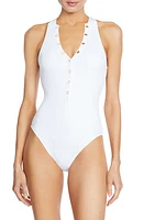 Robin Piccone Amy Rib One-Piece Swimsuit at Nordstrom,