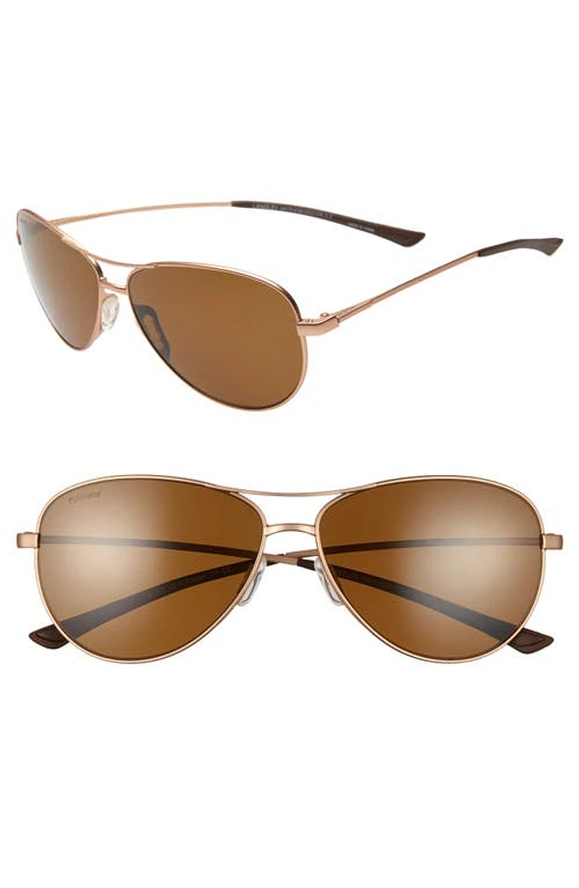 Smith Langley 60mm ChromaPop Polarized Aviator Sunglasses in Matte Rose Gold/Brown at Nordstrom