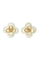 Tory Burch Kira Stacked Clover Stud Earrings in Tory Gold /Mother Of Pearl at Nordstrom