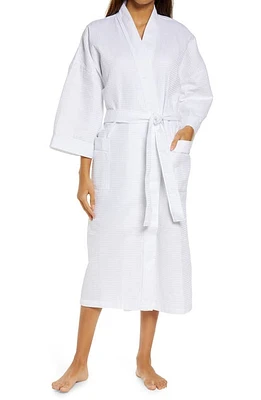 Majestic International Somerset Woven Waffle Robe in White at Nordstrom