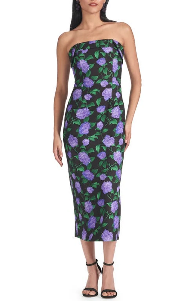 Sachin & Babi Isa Floral Strapless Midi Dress Violet Garden at Nordstrom,