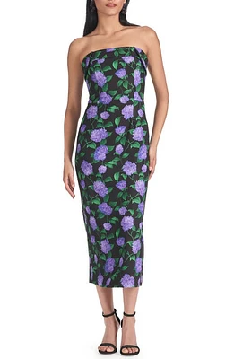 Sachin & Babi Isa Floral Strapless Midi Dress Violet Garden at Nordstrom,