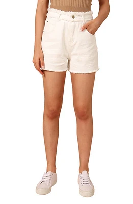 Petal & Pup Mary High Waist Denim Shorts White at Nordstrom,