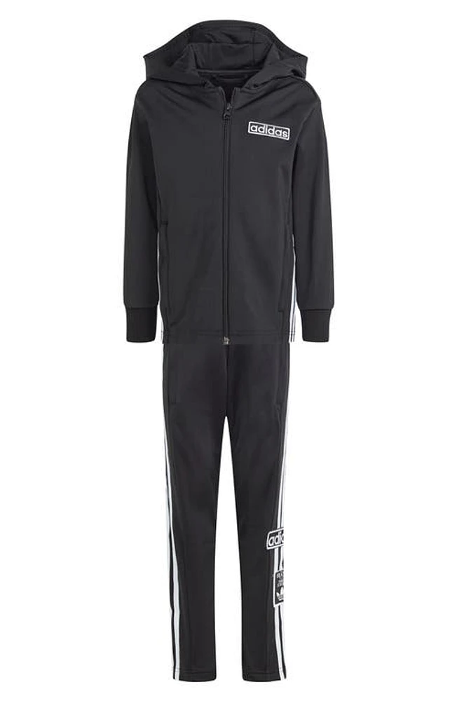 adidas Kids' Adibreak Zip Hoodie & Track Pants Set Black/White at Nordstrom,