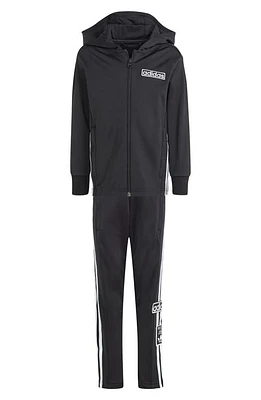 adidas Kids' Adibreak Zip Hoodie & Track Pants Set Black/White at Nordstrom,