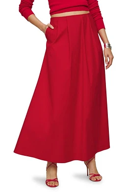 Reformation Lucy Pleated Stretch Organic Cotton Maxi Skirt Lipstick at Nordstrom,