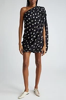 Stella McCartney Polka Dot One Shoulder Silk Chiffon Dress Black/Cream at Nordstrom, Us