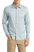 Ted Baker London Dunsop Slim Fit Ditsy Leaf Stripe Stretch Button-Up Shirt at Nordstrom,