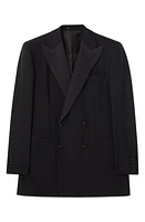 BLK DNM Solid Wool Double Breasted Blazer Black Mohair at Nordstrom, Us