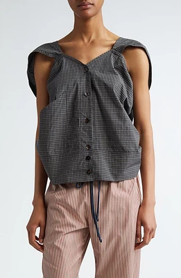 SC103 Magic Check Cutout Cotton Top in Static at Nordstrom, Size Medium