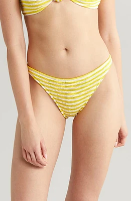 CLEONIE Channel Stripe Bikini Bottoms in Sunshine Stripe at Nordstrom