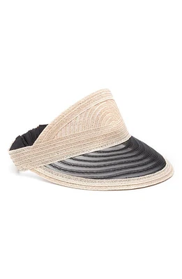 Eugenia Kim Vicky Hemp Blend Vented Straw Visor in Natural/Black at Nordstrom