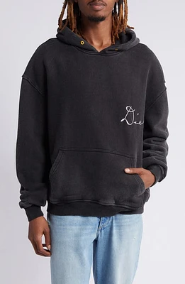 DIET STARTS MONDAY Chainstitch Logo Cotton Hoodie Vintage Black at Nordstrom,